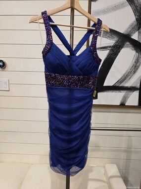 Teeze Me Royal Blue Sequin Strap Cocktail Dress